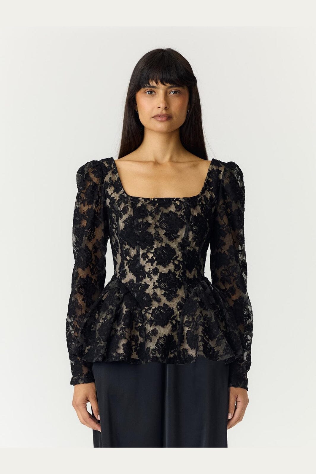 YAS - Yasconstanza Ls Lace Top - 5162352 Black Tan