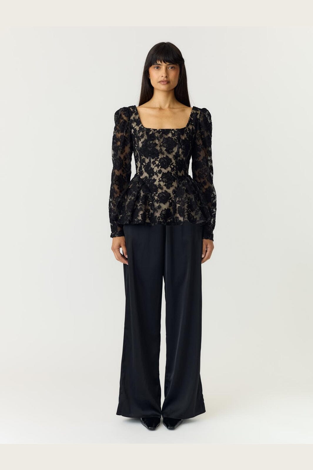 YAS - Yasconstanza Ls Lace Top - 5162352 Black Tan