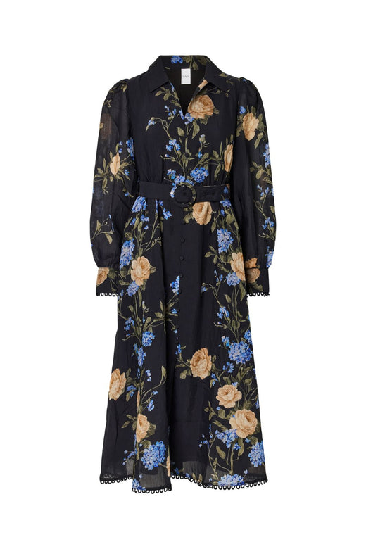 YAS - Yasfloressence Ls Long Dress - 5204669 Black Bluebell