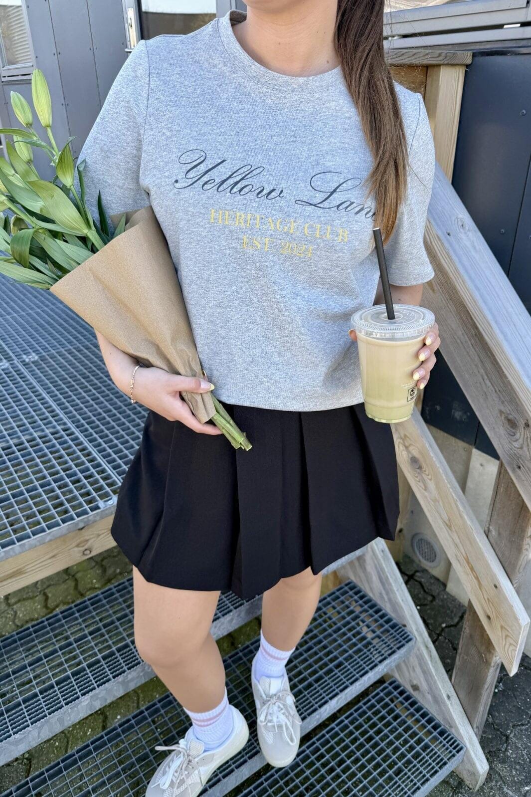 Yellow Lane - Varsity Tee 165589 - 133 - Grey Melange T-shirts 